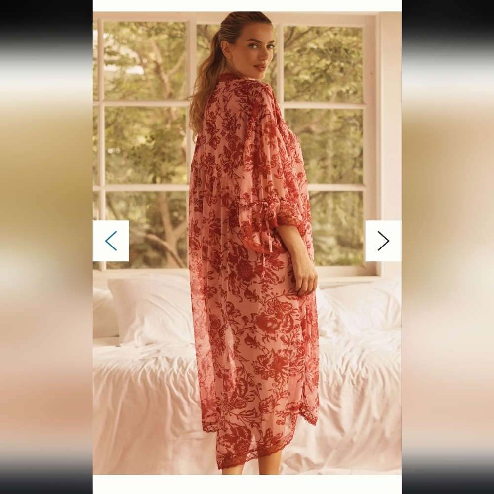 LyreBird Embroidered Lace-Trim Kimono❤️🩷